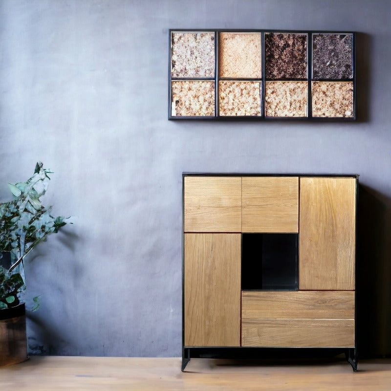 Tetris teak high cabinet