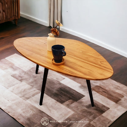 Boomerang teak coffee table