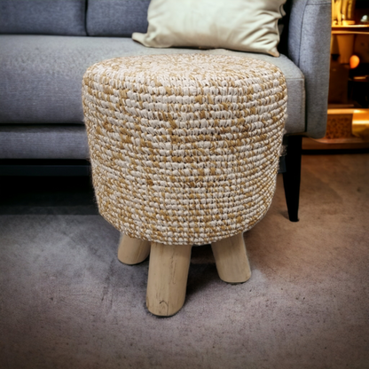 Raffia teak stool (Display item)